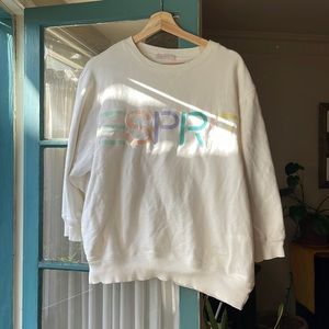 vintage esprit 3/4 sleeve cream and rainbow sweatshirt
